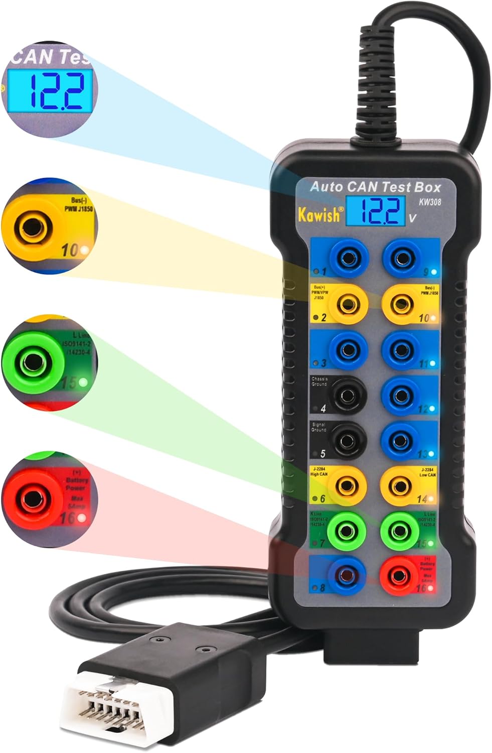 OBD2 Breakout Box for Easy Protocol Detection and Testing