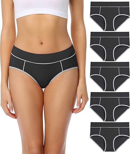 Wirapra Women's Cotton Stretch Underwear Comfy Mid Waisted Briefs