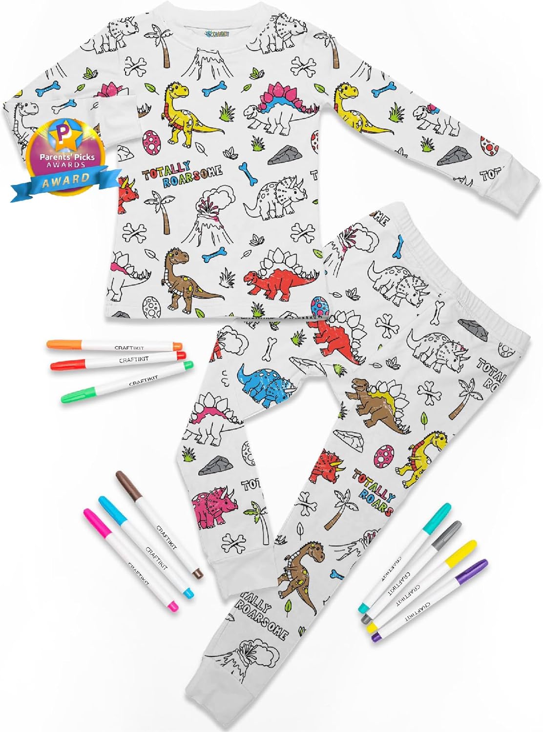 Craftikit Kids Coloring Pajamas - Soft Bamboo Viscose PJs Set