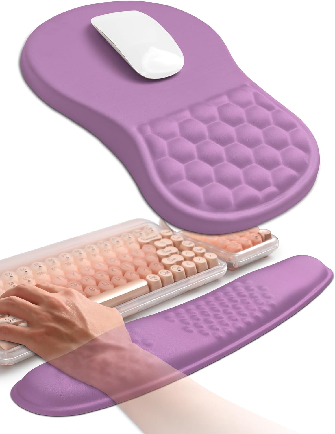 Hokafenle 2in1 Wave Keyboard Wrist Rest and Mouse Pad Support