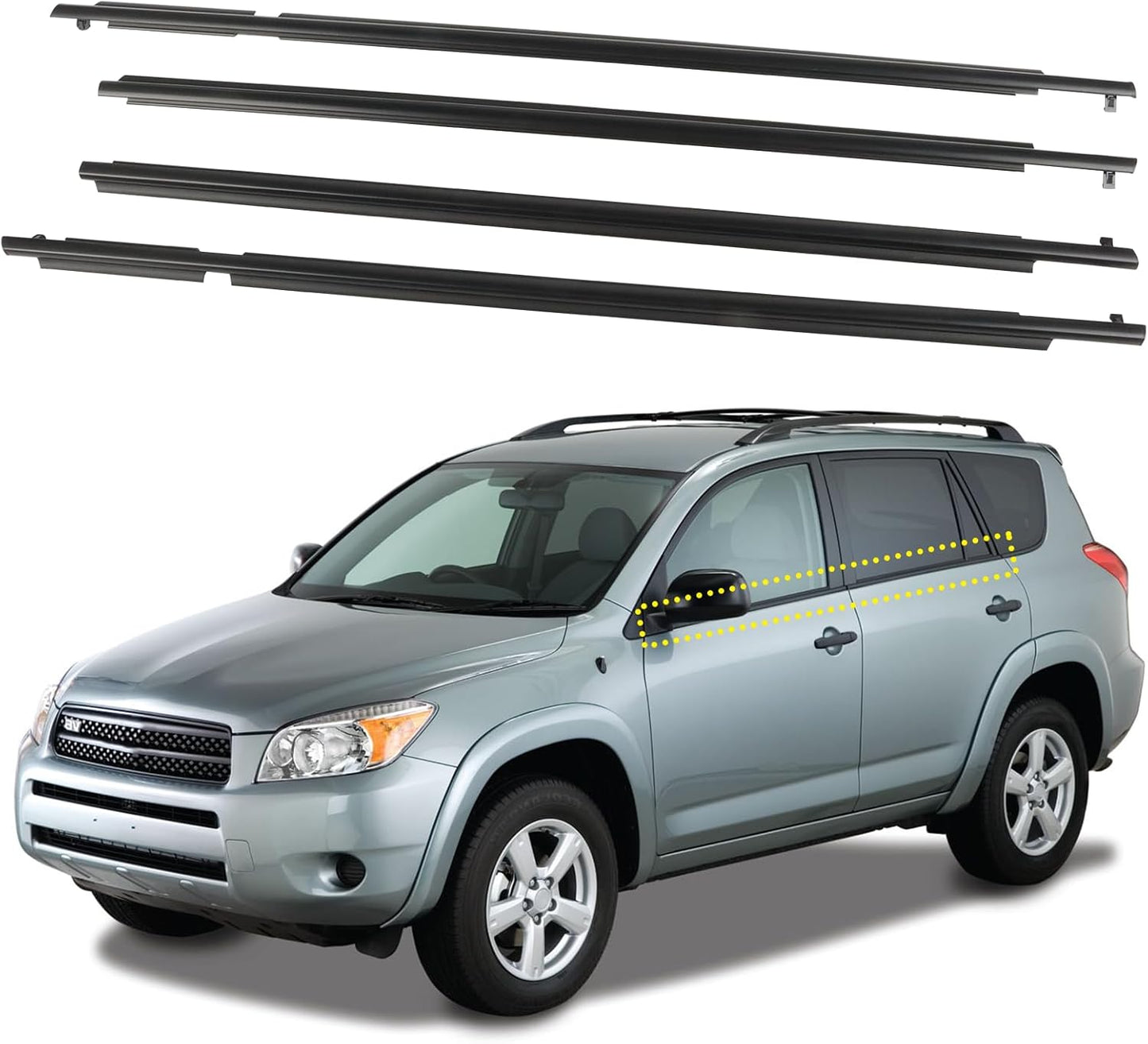 4Pcs Weatherstrip Window Moulding Trim Seal for Toyota Rav4 2006-2008