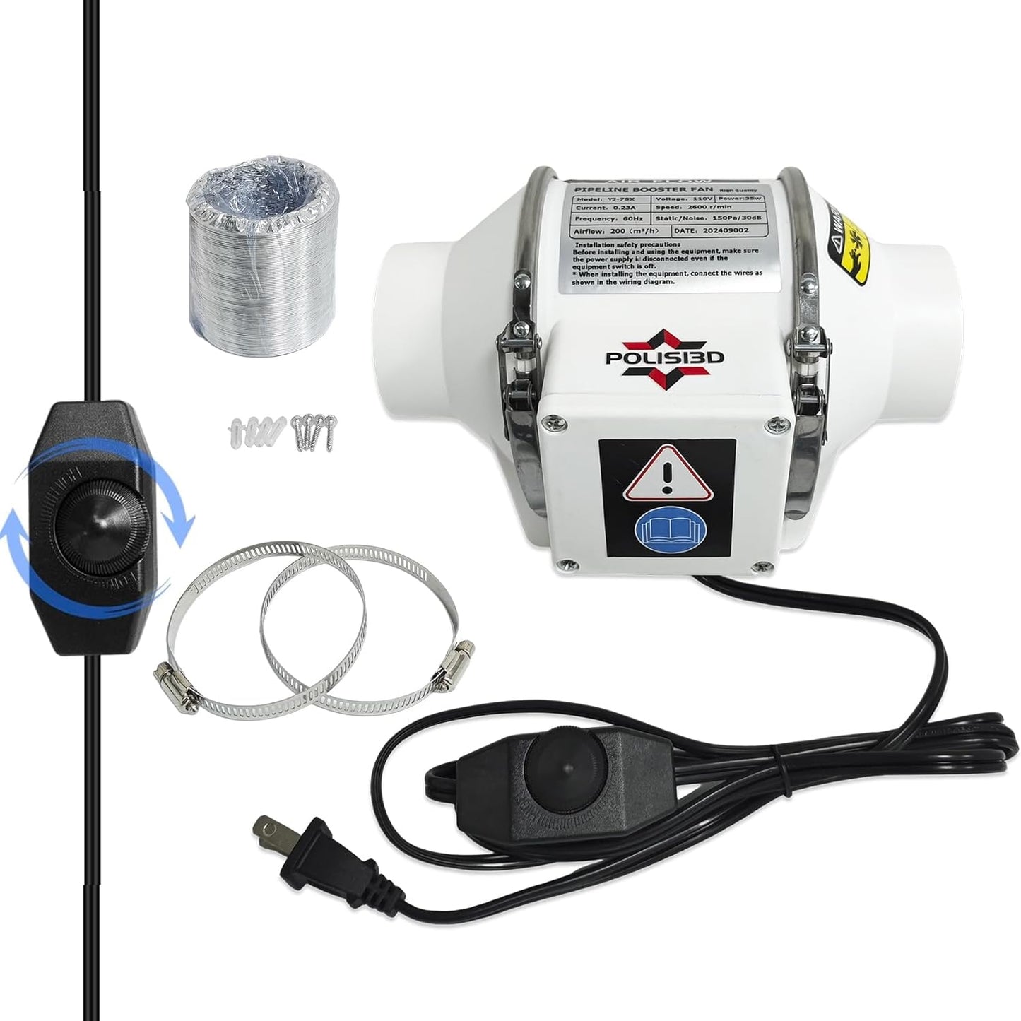 Powerful 3 Inch Inline Duct Ventilation Fan for Clean Air