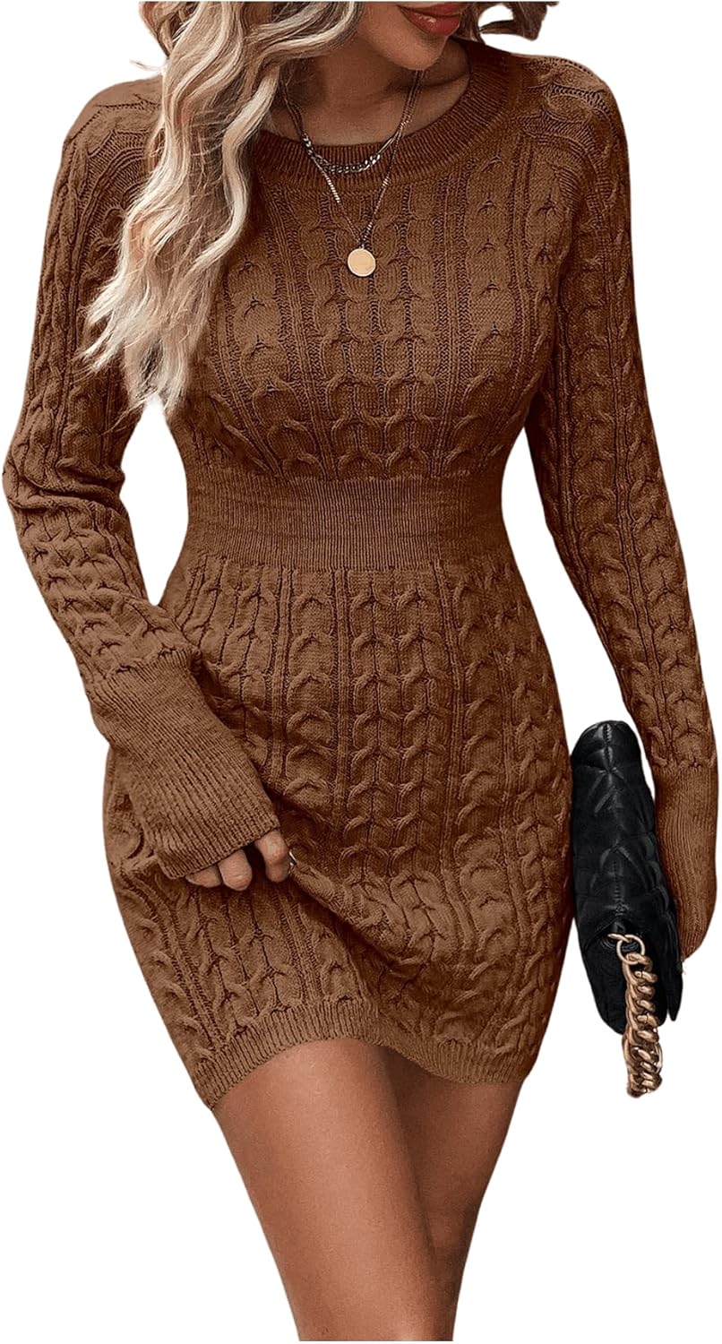 GORGLITTER Women's Cable Knit Sweater Dress for Fall Style
