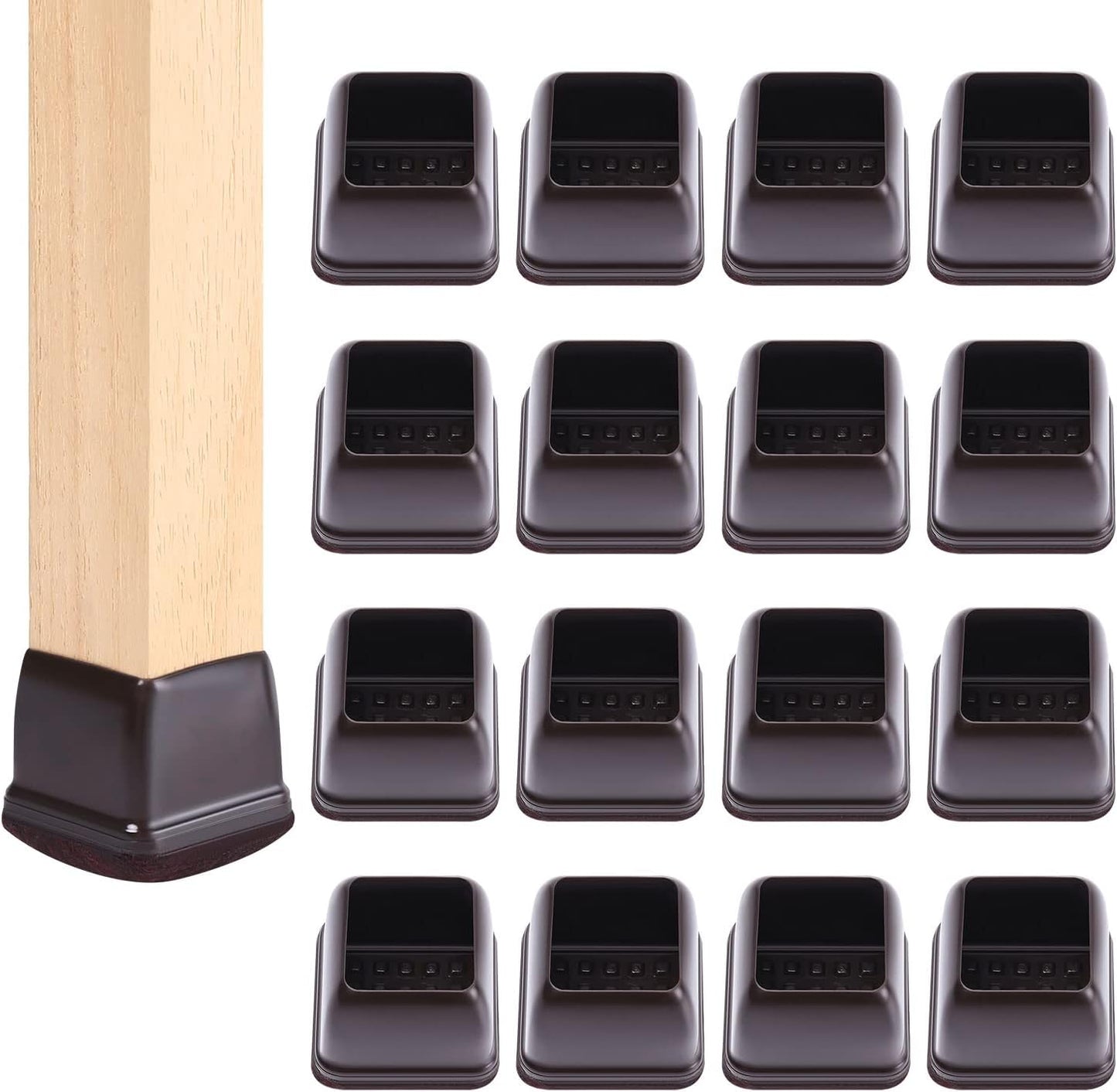 No Scratch Dining Chair Leg Protectors - Dark Brown | Set of 24