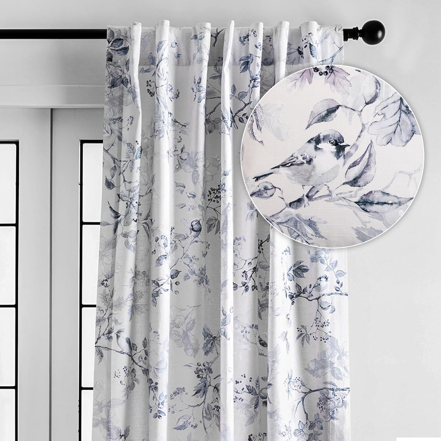 Elegant 100% Cotton Light Filtering Curtains for Living Room