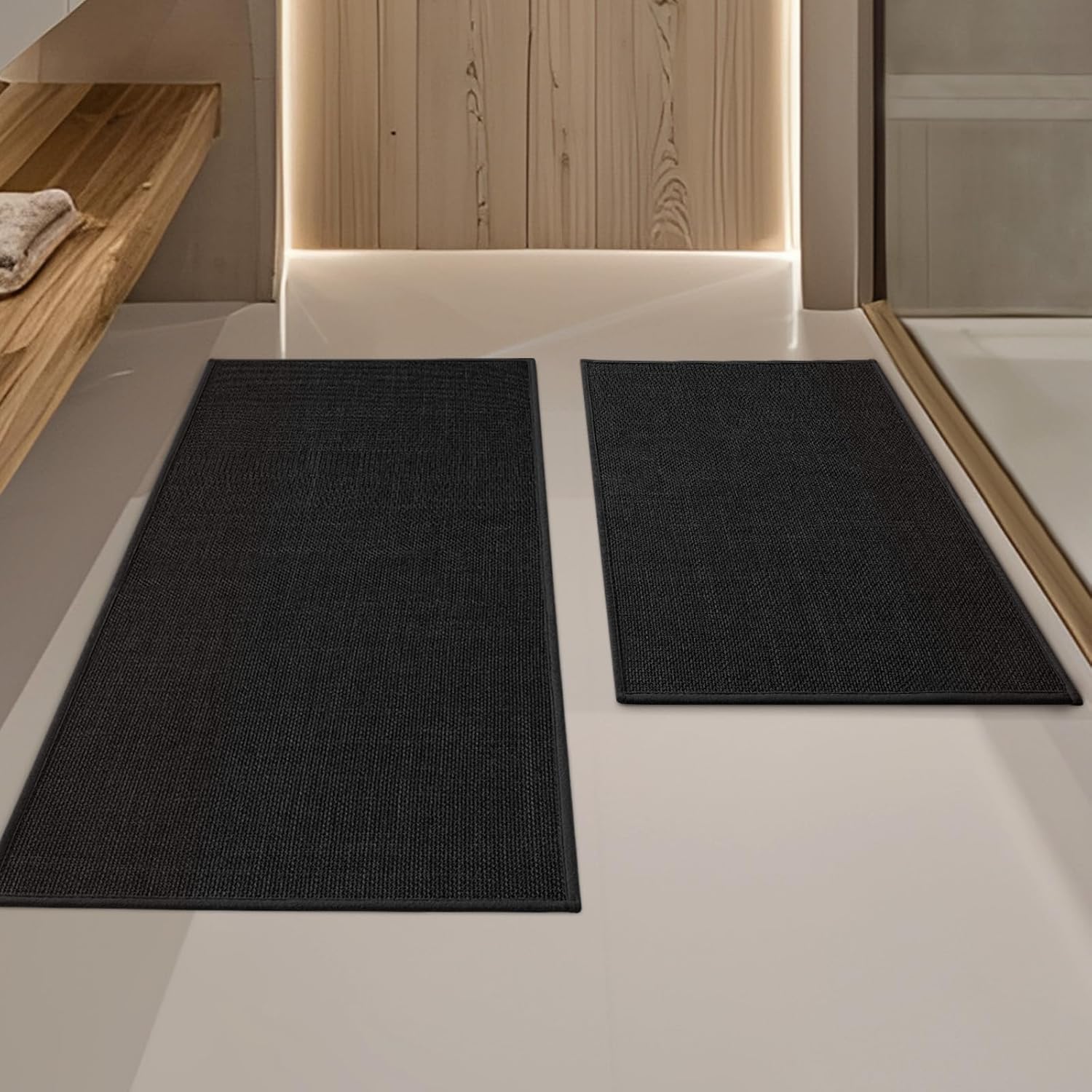 YIHOUSE Black Bathroom Rug Sets for Quick Dry and Non Slip Use