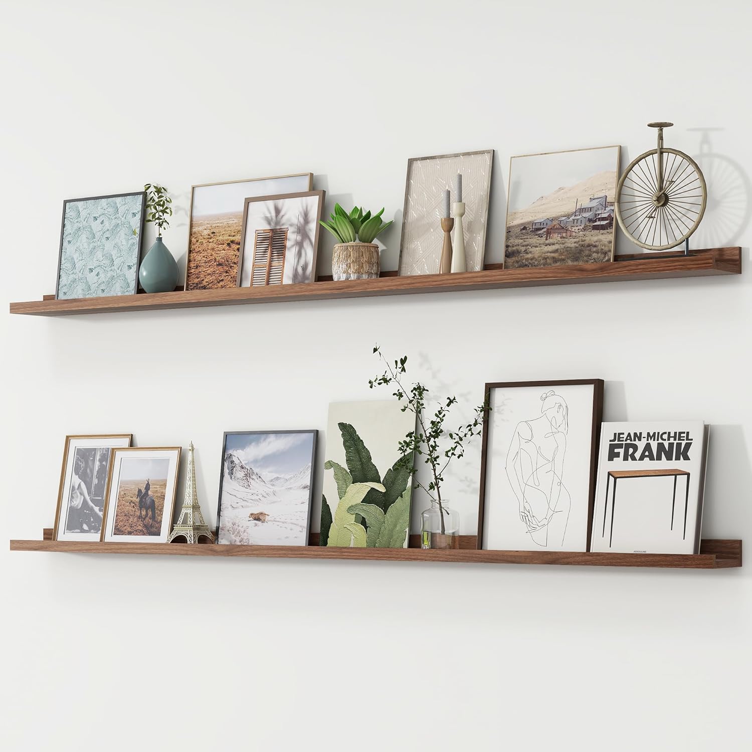 Picture Ledge Shelf Set of 2, 72in Long for Kids Bookshelf