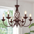 6-Light Farmhouse Candle Chandelier for Living Room - Rustic Ceiling