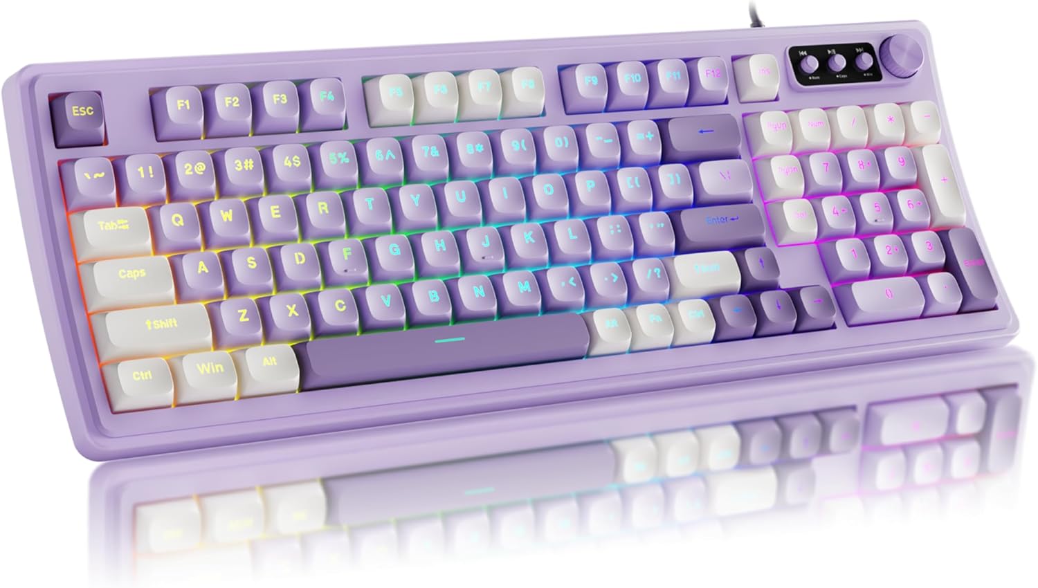 EWEADN V97 Cute Creamy Keyboard with RGB Backlit and Media Knob