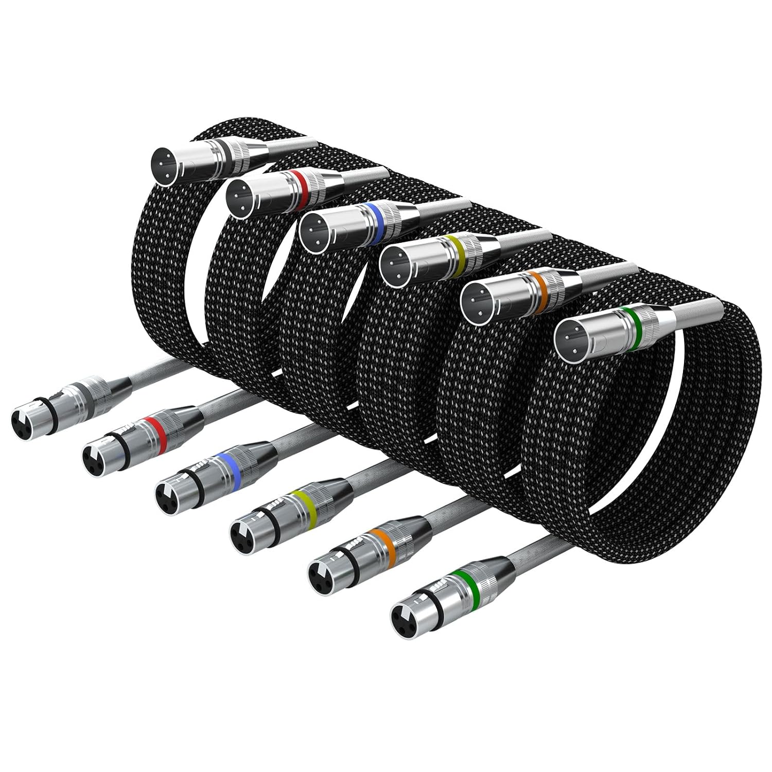 FIBBR XLR Cable 6-Pack 15ft for High Fidelity Sound Quality
