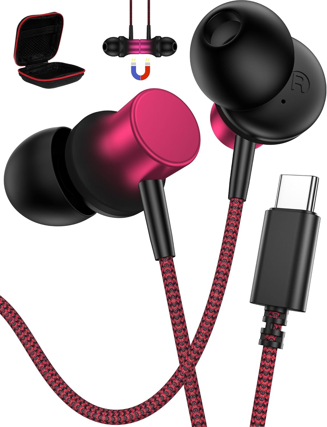 HiFi Bass Noise-Canceling USB C Earbuds for Samsung Galaxy & iPhone