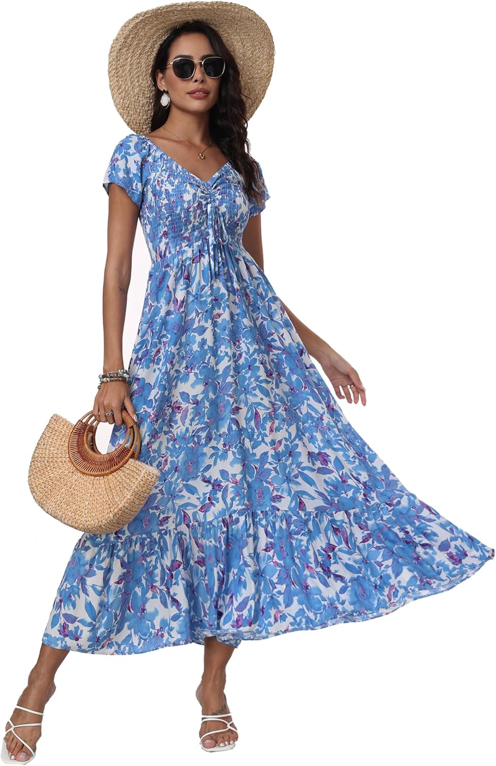 Women's Summer Floral Maxi Dress for Beach Parties and More