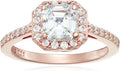 Sterling Silver Infinite Elements Asscher Halo Ring - Sparkling Value