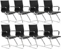 Black PU Leather Waiting Room Chairs Set of 8 - Sled Base Comfort