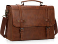 RAINSMORE Mens 18in Waterproof Vintage Leather Laptop Messenger Bag