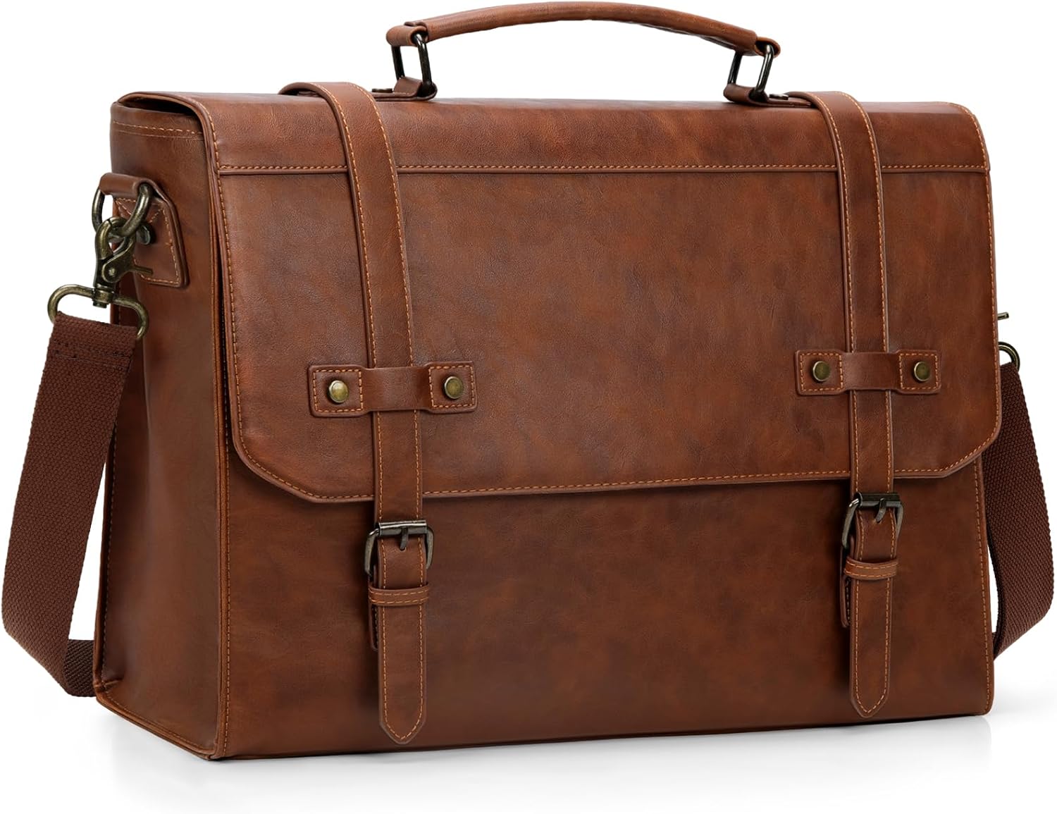 RAINSMORE Mens Messenger Bag 18 Inch Waterproof Vintage Leather