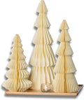 Winter White Ivory Honeycomb Trees Set of 3 - Vintage Mantel Accents