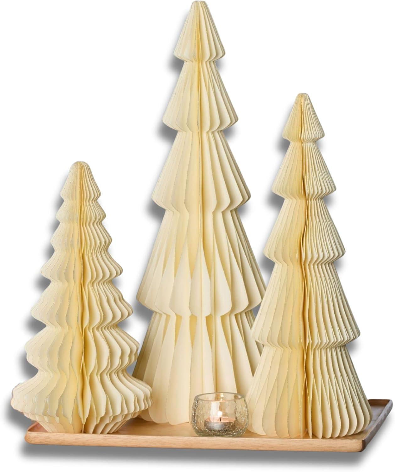 Your Heart's Content Set of 3 Winter White Ivory Honeycomb Trees