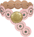 Western PU Leather Belt for Women with Concho Disc Buckle - Boho Waist