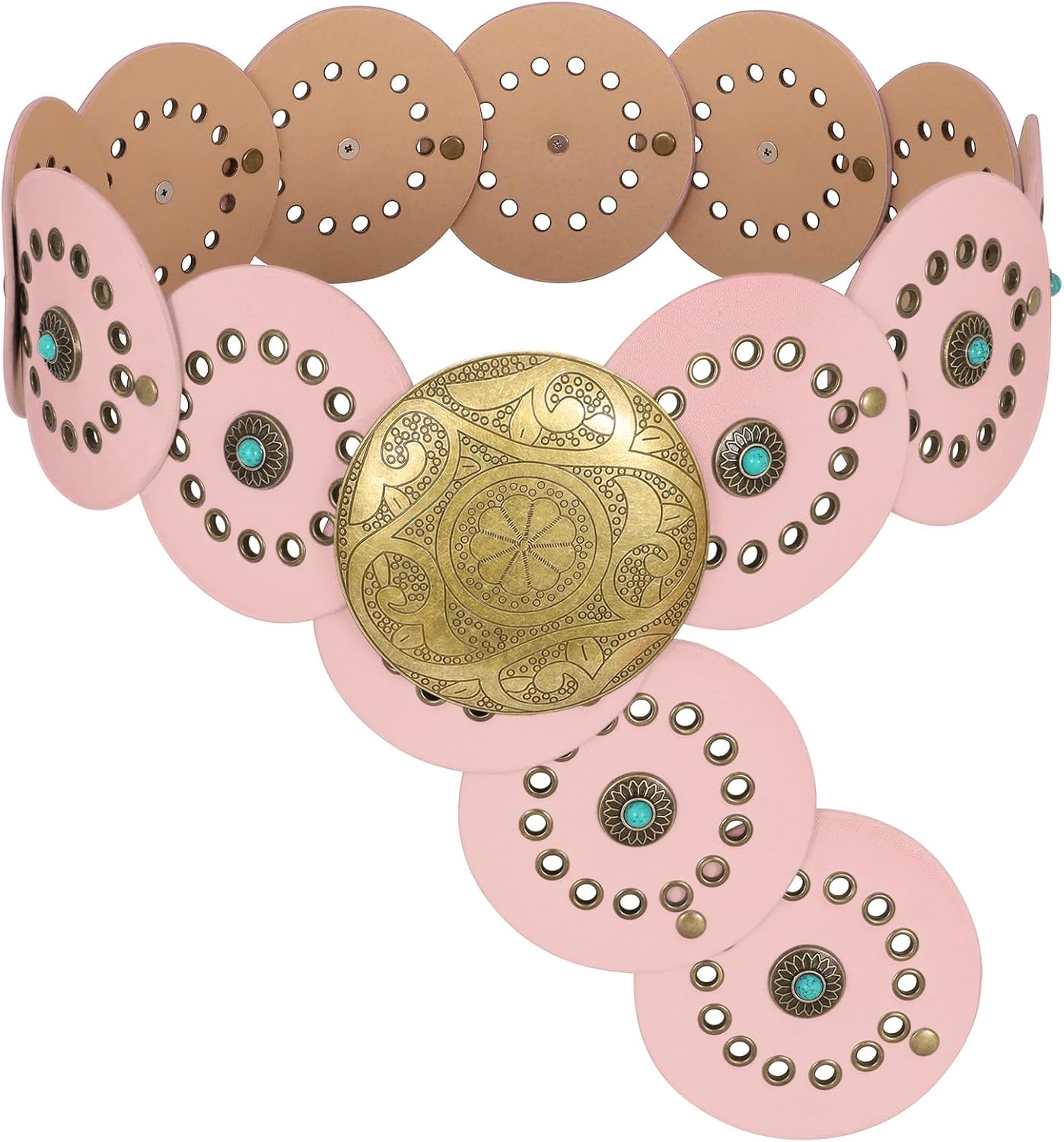 Stylish Western PU Leather Belts for Women with Concho Design