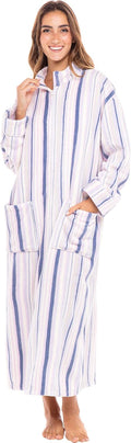 Alexander Del Rossa Long Zip Up Robe - Plush, Thick Fleece Comfort