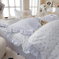 VM VOUGEMARKET Blue Ruffle Duvet Cover Twin for Teens