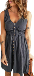 Women Summer Sleeveless Button Down Dress - Knee Length A-Line