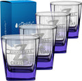 Personalized Whiskey Glass for Men Set of 4 - Etched 12 oz Purple