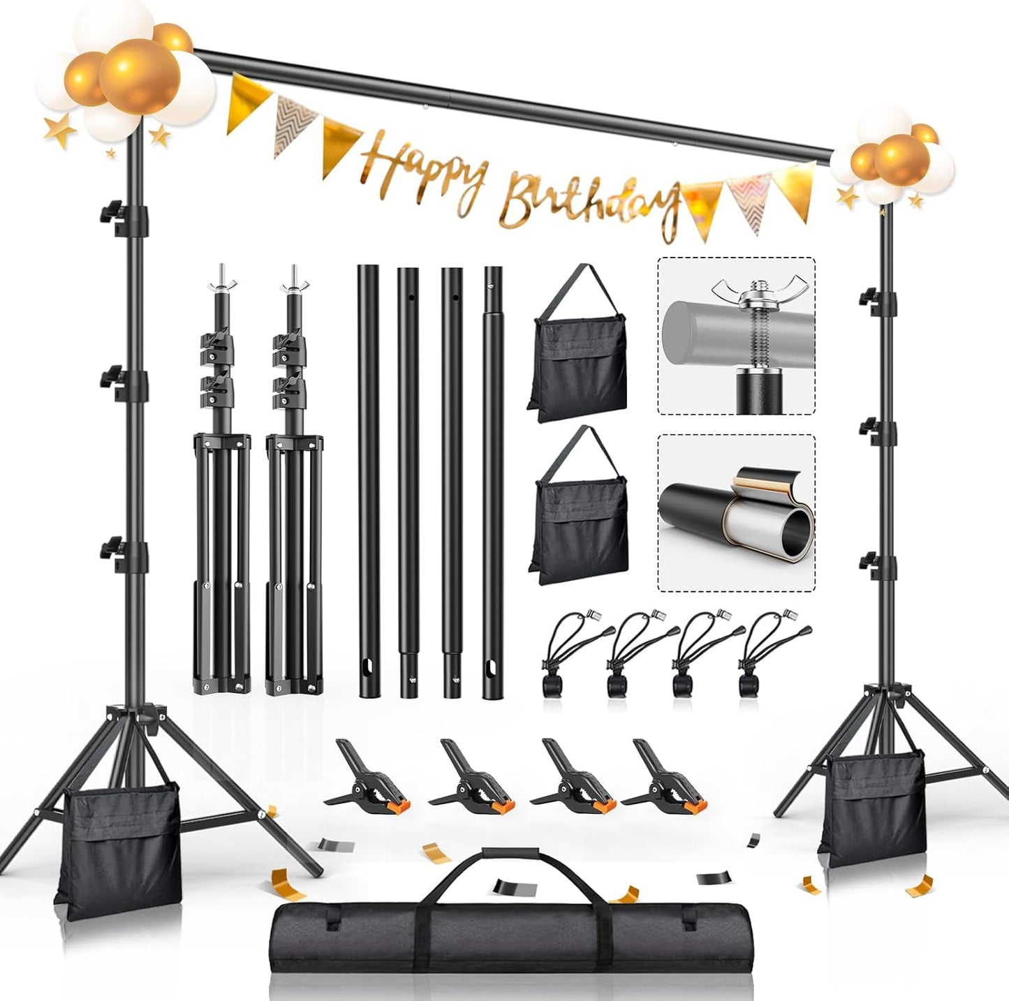 BEIYANG 8.5 x 10 FT Photo Backdrop Stand Kit for All Events
