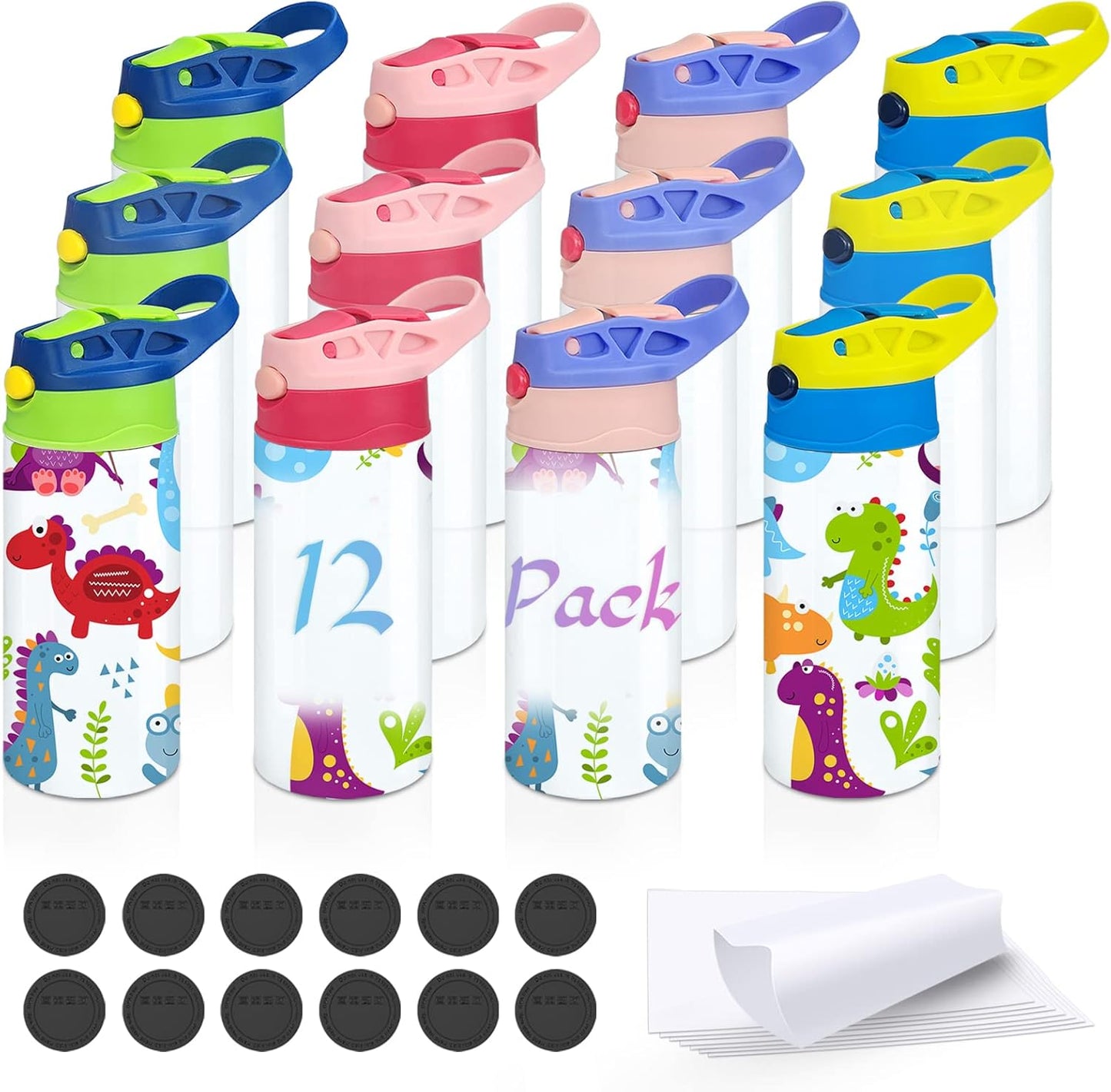 Kids Sublimation Tumbler 12 Pack 12oz Stainless Steel Sippy Cup