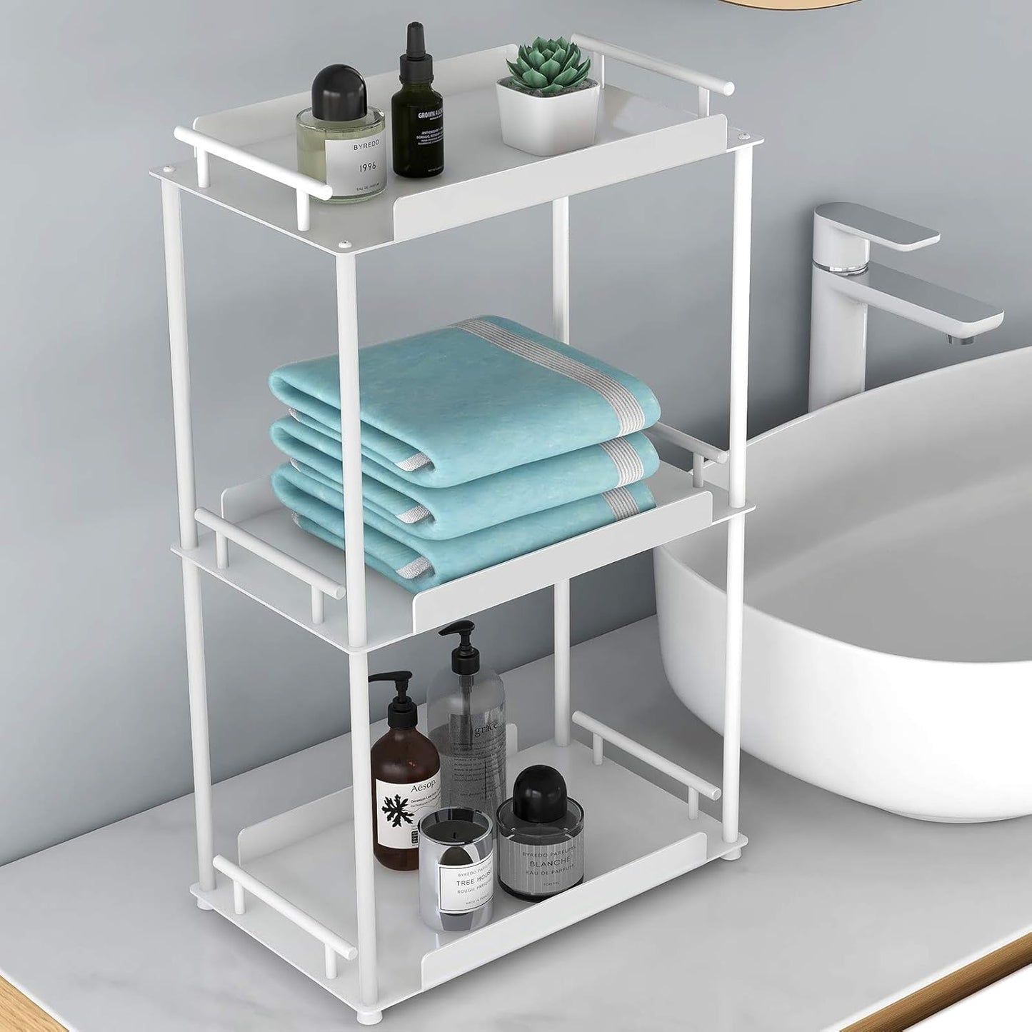 FLE Bathroom Organizer Countertop - Stylish 3 Tier Storage Tray