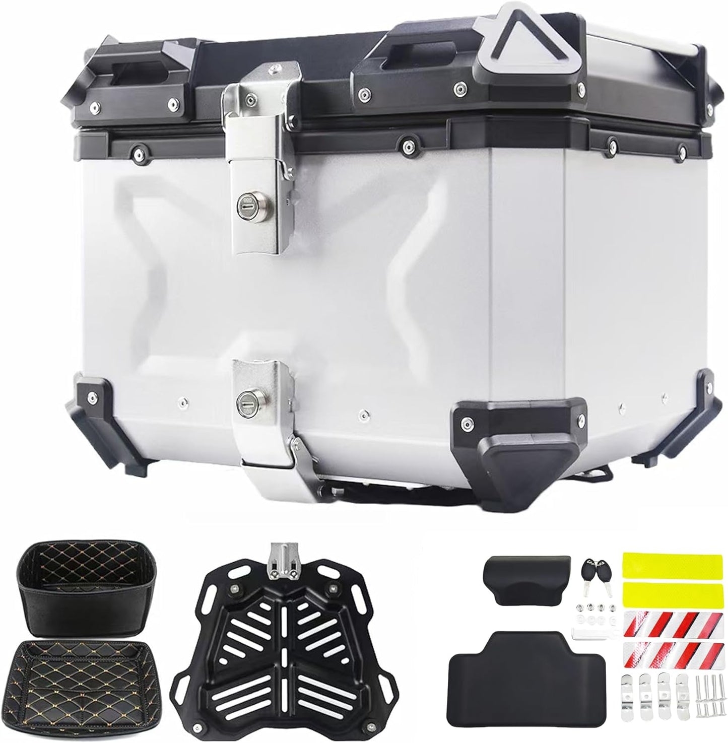 Secure Motorcycle Top Case with Backrest & Lock
