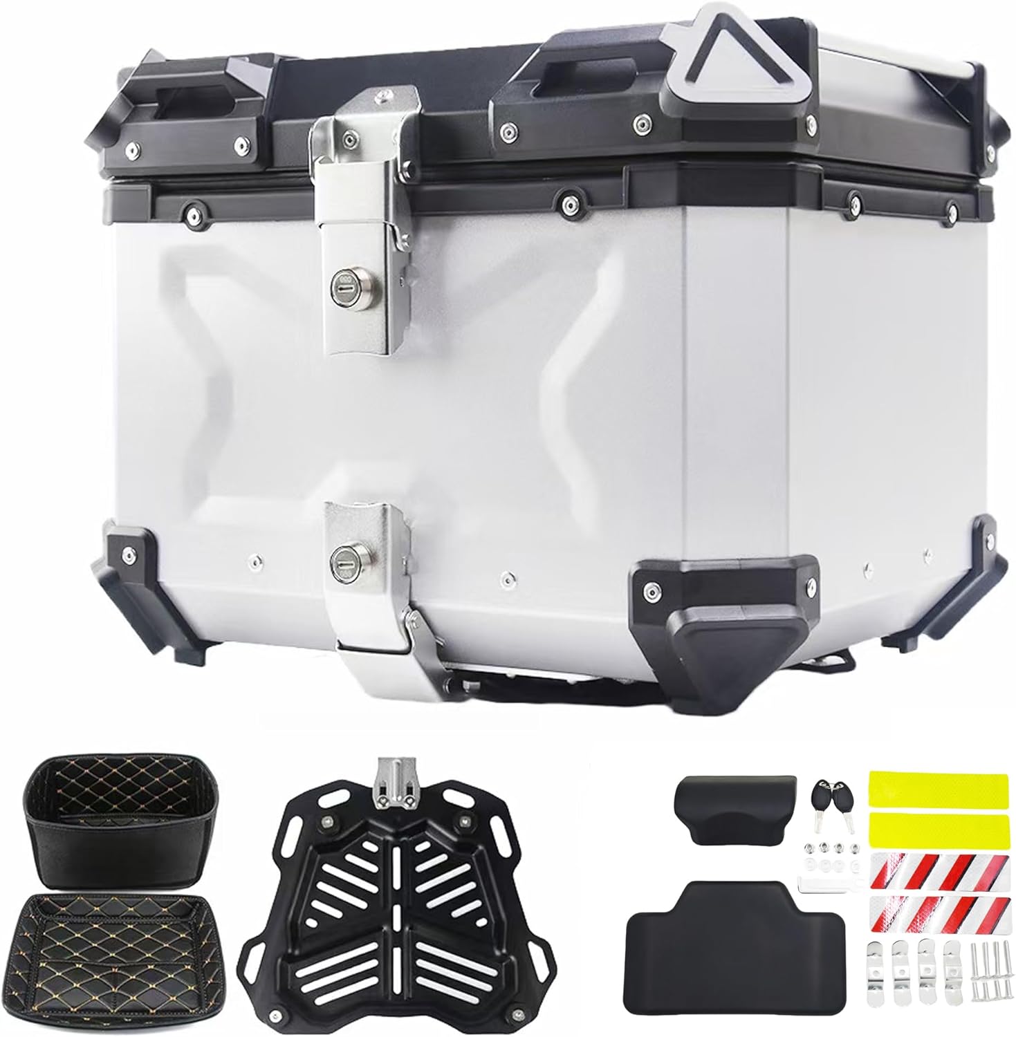 Secure Motorcycle Top Case with Backrest & Lock
