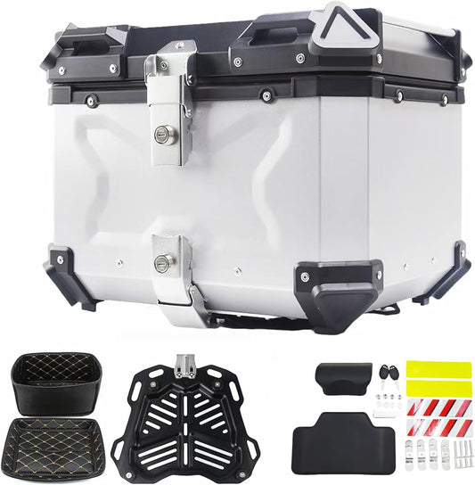Secure Motorcycle Top Case with Backrest & Lock