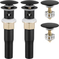 KES All Metal Bathroom Sink Drain with Overflow - Matte Black 2 Pack