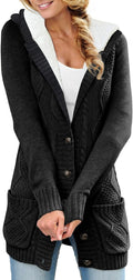 Sidefeel Women's Cardigan Sweater Hooded Fleece Lined - Cozy Winter