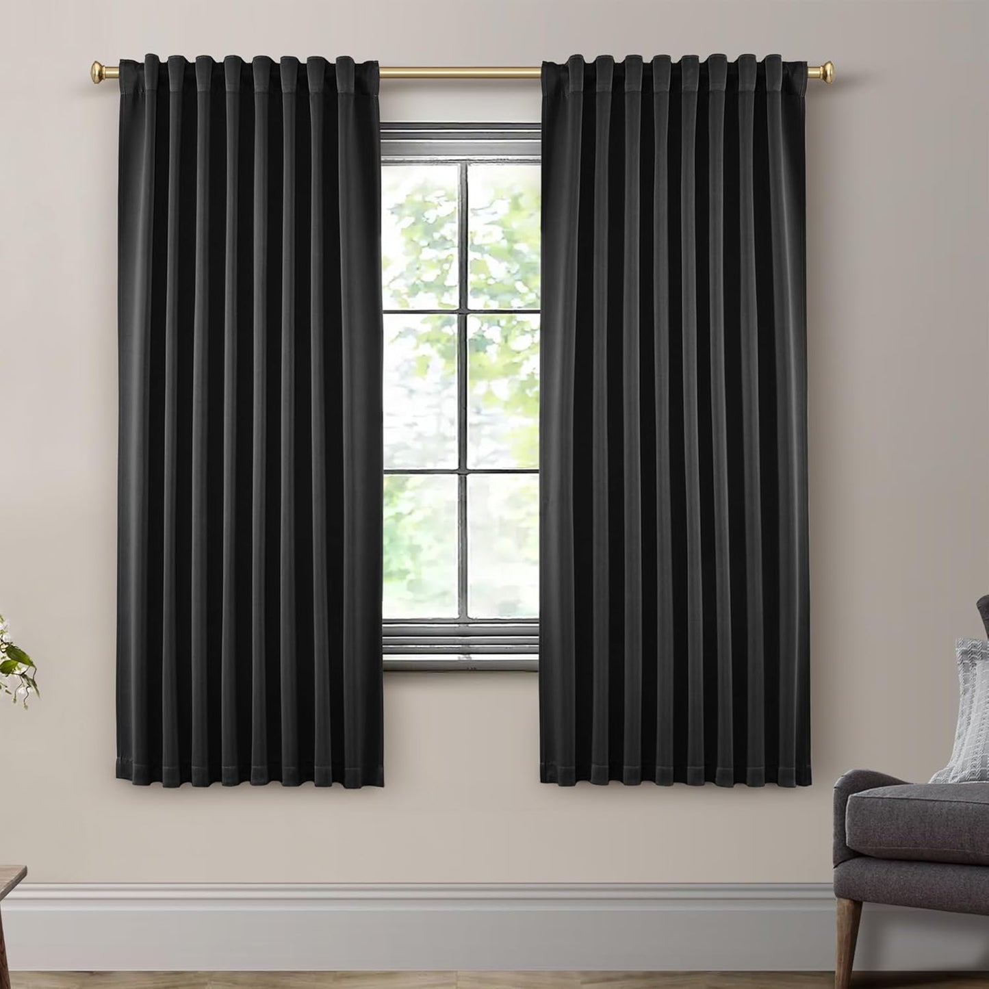 SHINELAND Long Room Darkening Blackout Curtains for Peaceful Sleep