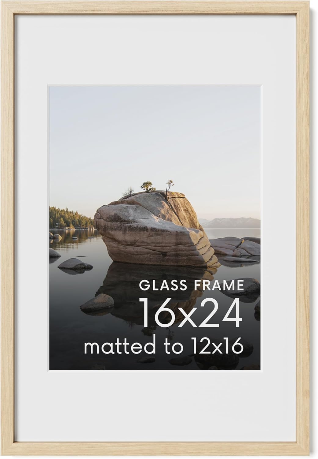 16x24 Picture Frame with Real Glass and Natural Oak Finish