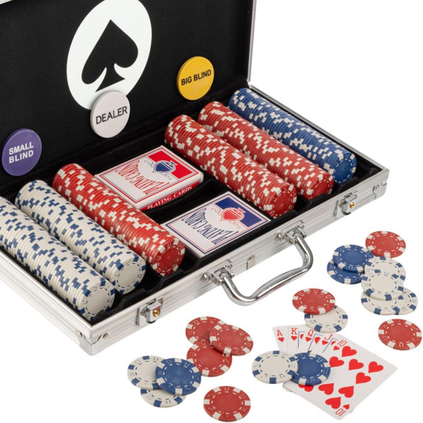 Poker Chip Set with 300 Chips, Cards, and Carrying Case