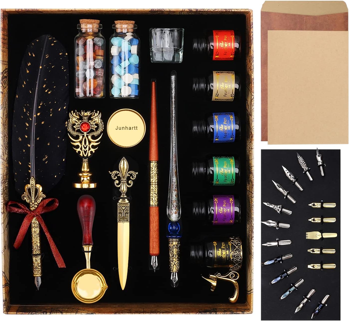 Quill Feather Pen and Ink Set for Elegant Calligraphy Writing