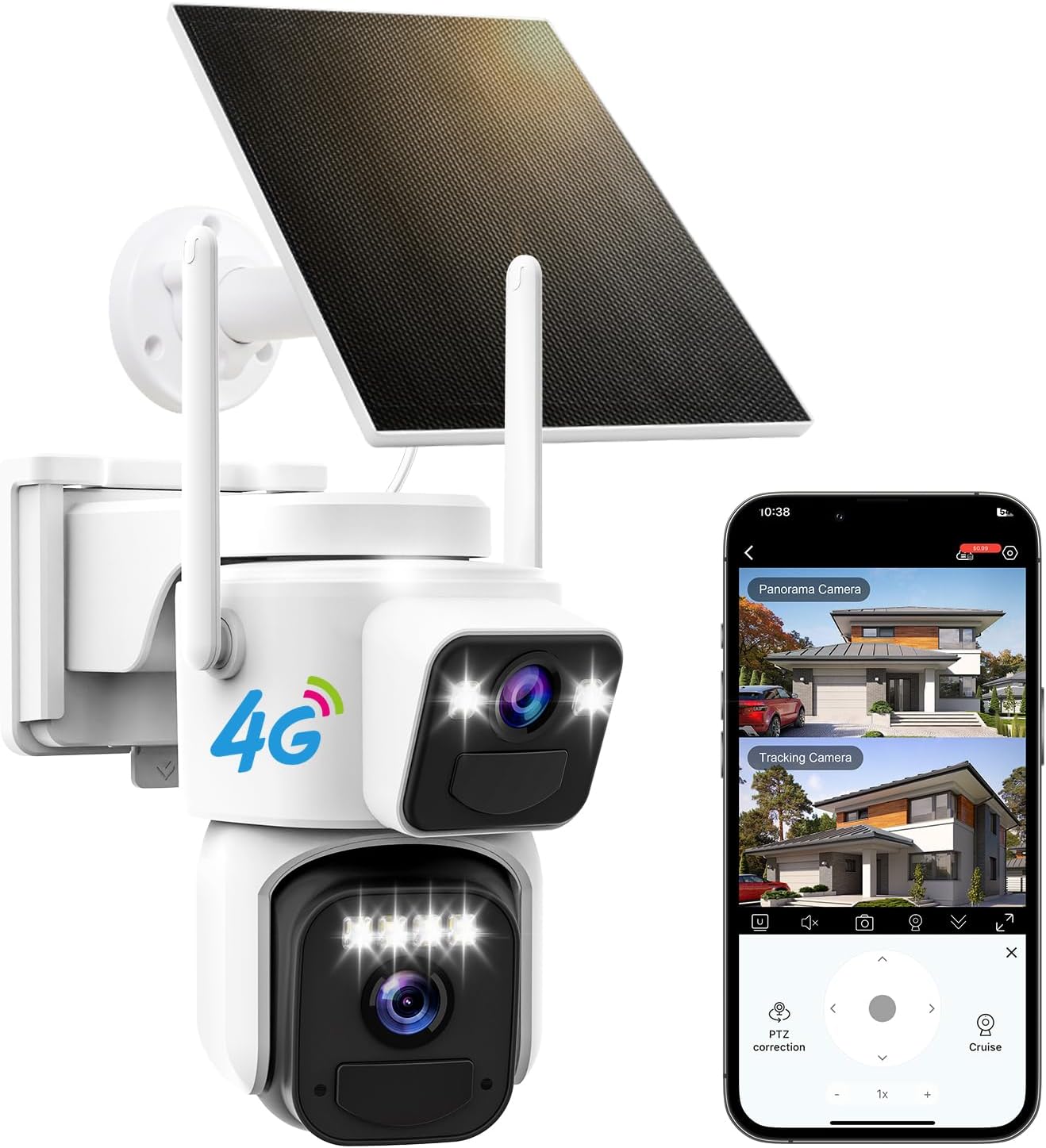 Dual Lens Dual Screen 2K Solar Security Camera with Night Vision