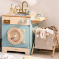 ROBUD Wooden Laundry Playset for Kids - Realistic Washer & Dryer