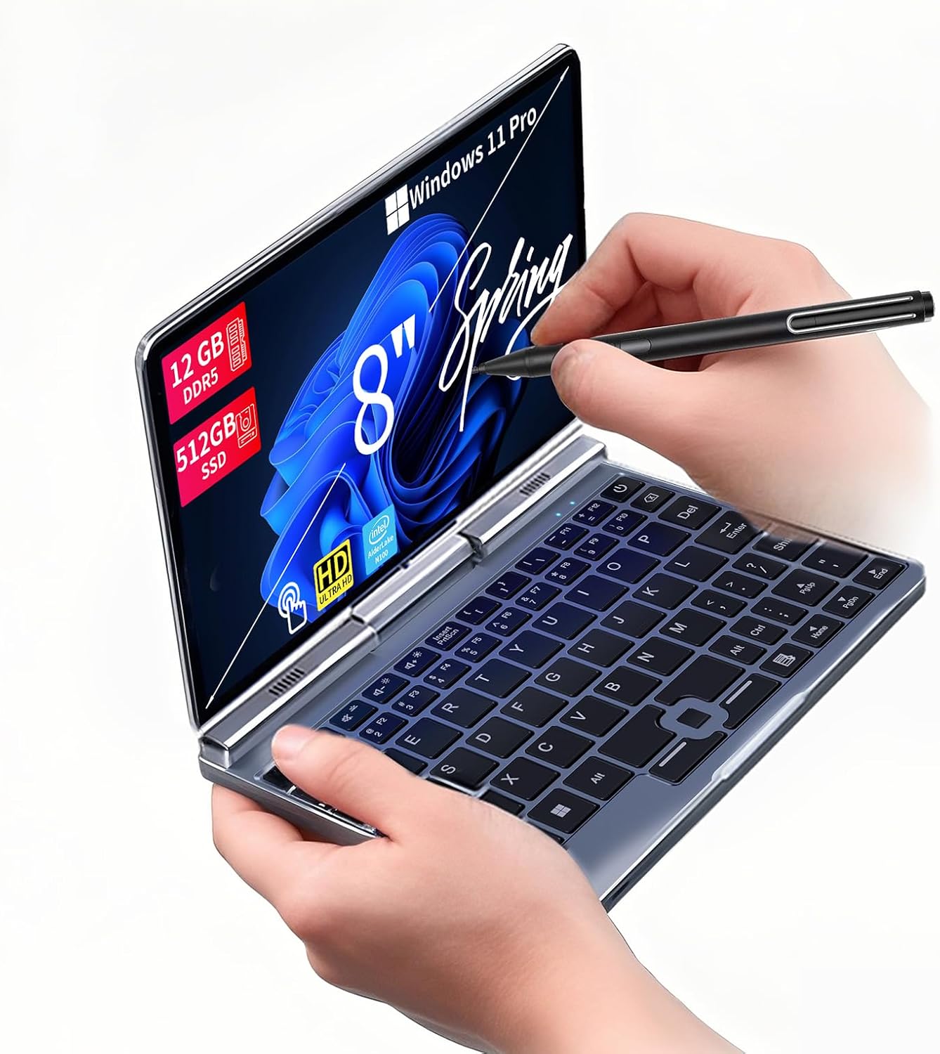 8 Inch 2-in-1 Mini Laptop with Rotatable Touch Screen Features