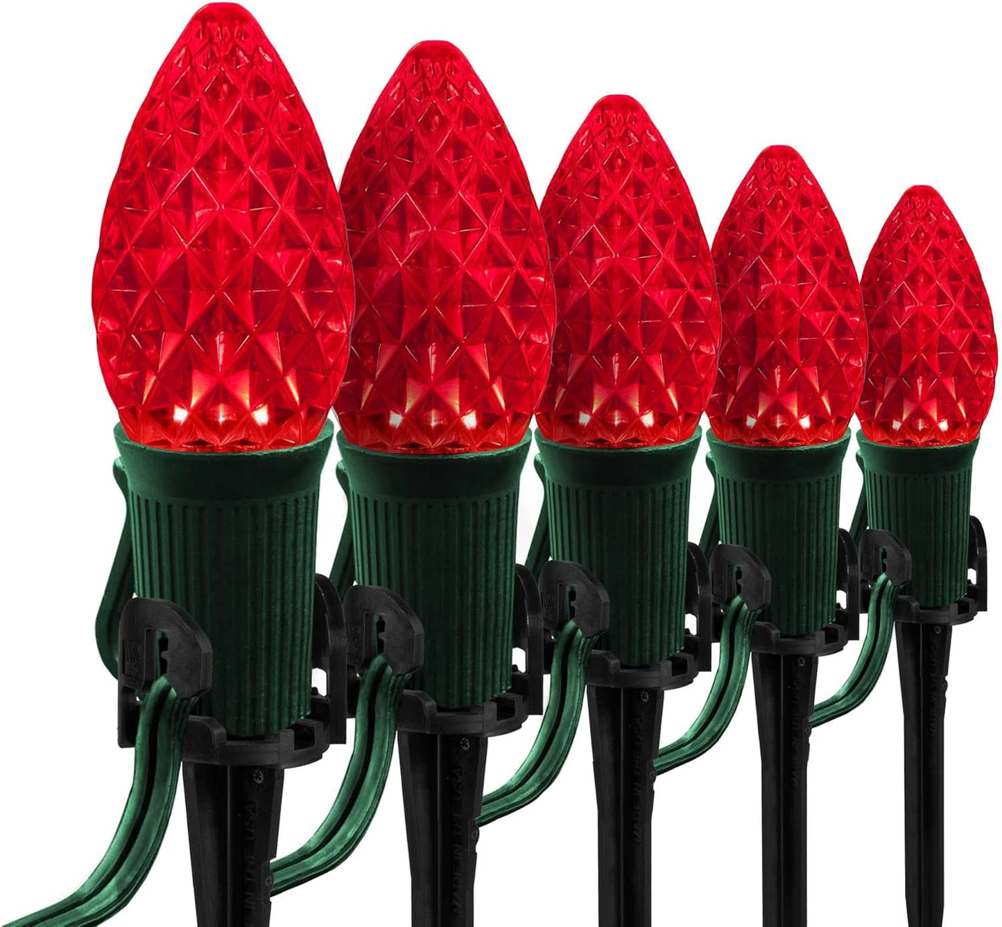 C7 Red LED Pathway Christmas Lights for Outdoor Decor