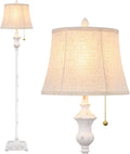 TOBUSA Rustic Vintage White Floor Lamp for Living Room - Tall 64in