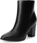 Womens Ankle Boots Chunky Block Heel Booties - Pointed Toe Comfort