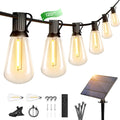 Solar String Lights 120FT Outdoor ST38 Edison Bulbs - Warm 2200K