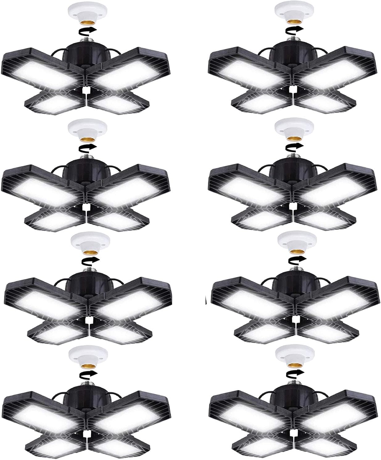 Super Bright 8Pack LED Garage Lights for Adjustable Lighting