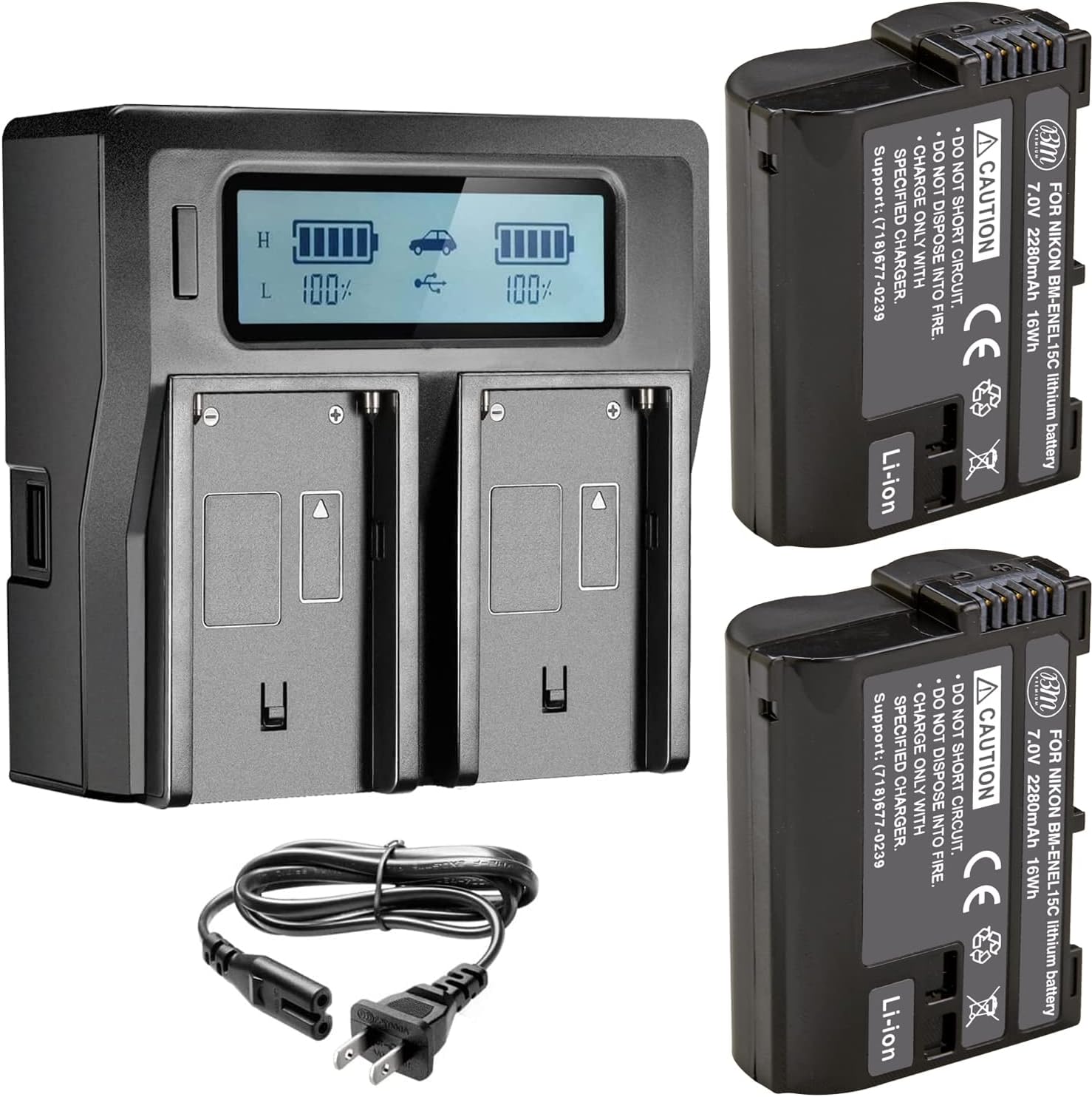 BM Premium EN-EL15C Battery Pack and Charger for Nikon Cameras