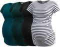 Smallshow Women's 4 Pack Maternity Shirts Short Sleeve (Style 68ZG)